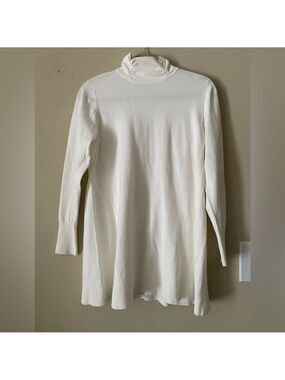 Susan Graver Ruched Neckline White Tunic Sweater M